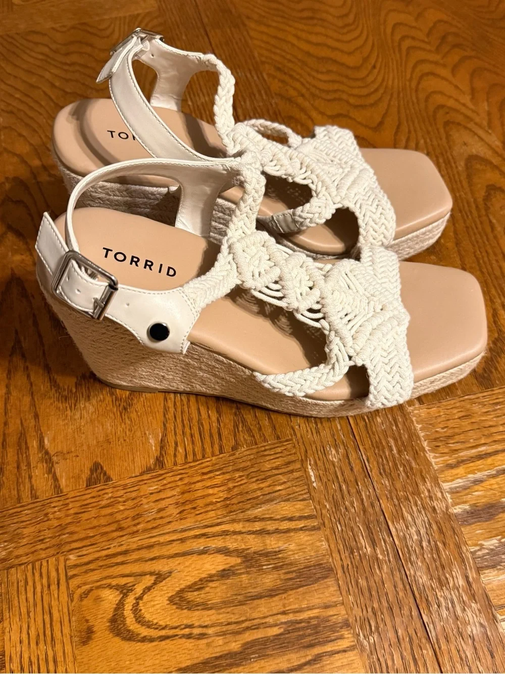 Torrid Macrame Cream Braided Espadrille Wedge Sandals Sz 11 WW
